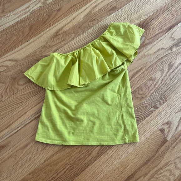 Off shoulder chartreuse ruffle top nation Los Angeles - Picture 3 of 3
